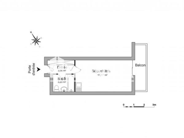 Location Studio 23.93 m² - 5 COURS VOLTAIRE Valence 26000