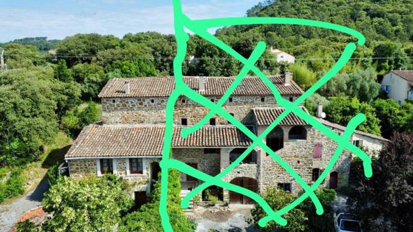 Mas en pierres mitoyen proche Anduze sur terrain constructible de 1900 m2