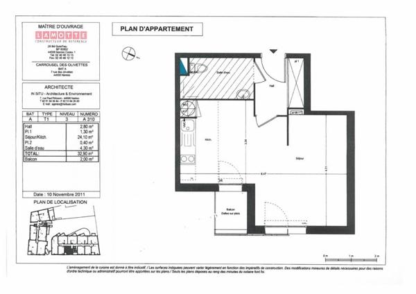 Appartement à louer studio - 32 m²