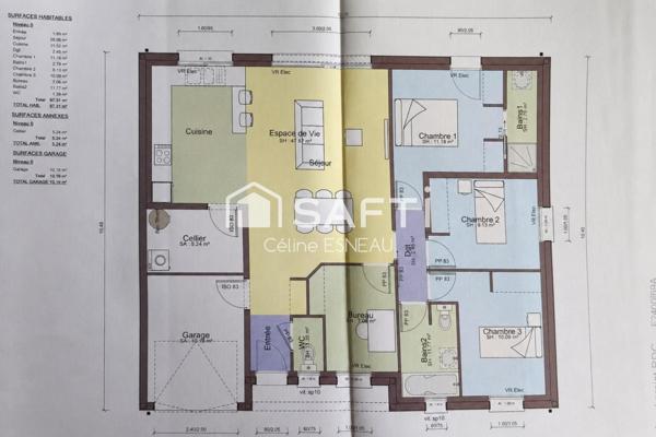 MAISON NEUVE 90 m² - 5 P - 3 CHAMBRES et 1 BUREAU