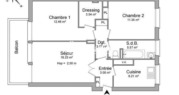 Location Appartement 3 pièces 61.43 m² - Le Vésinet 78110