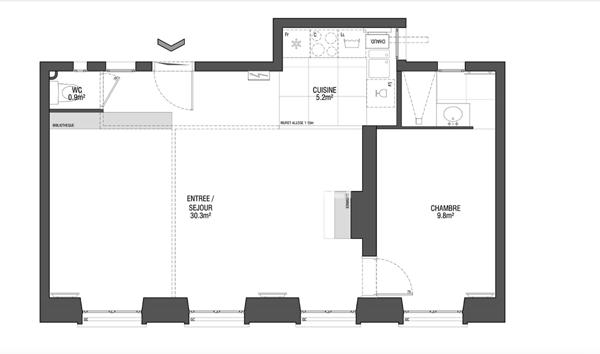 GRAND 2 PIÈCES DE 47m2