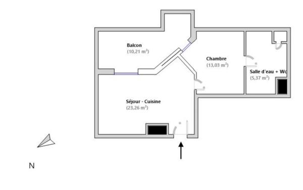 A vendre Appartement T2 de 41 m² à MARSEILLE 3EME ARRONDISSEMENT