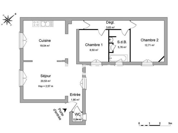 Location Appartement 3 pièces 72.91 m² - 2 AVENUE DE VERDUN Marcq En Baroeul 59700