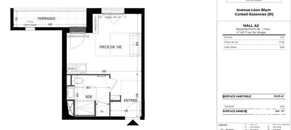 Studio à vendre 25 m² Corbeil-Essonnes