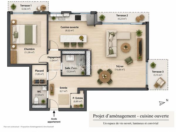 Situé dans un environnement résidentiel recherché du Haut de Cimiez, au sein d’une résidence sécurisée et bien entretenue avec ascenseur, cet appartement de 2 pièces de 55,5 m² se trouve au 3ᵉ étage sur 4.
L’appartement se compose d’une entrée avec rangements, d’un séjour lumineux bénéficiant de deux terrasses, d’une cuisine indépendante pouvant être ouverte sur le séjour afin de créer une belle pièce de vie contemporaine, d’une chambre avec sa propre terrasse, d’une salle d’eau ainsi que d’un WC indépendant.
Le séjour et la chambre sont tous deux équipés de la climatisation.
L’appartement offre de beaux volumes, une belle luminosité et un réel potentiel de modernisation.
Afin de vous aider à vous projeter, plusieurs photos de l’annonce ont été aménagées virtuellement avec du mobilier et une décoration contemporaine. Ces visuels permettent d’imaginer plus facilement le potentiel du bien après rénovation et aménagement.
Le plan actuel de l’appartement est présenté en avant-dernière photo. La dernière photo propose quant à elle une projection d’aménagement avec une cuisine ouverte sur le séjour, permettant de visualiser la création d’une grande pièce de vie plus moderne et conviviale.
Une cave complète ce bien.
Possibilité d’acquérir un garage en sus.
Un appartement à fort potentiel, idéal pour une résidence principale, un pied-à-terre ou un projet de rénovation dans un secteur résidentiel recherché de Nice.