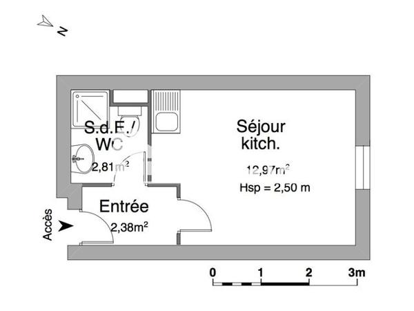 Location Studio 18.16 m² - 2 AVENUE DU BOIS Cergy 95000