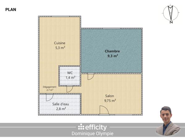 Appartement 2 pièces - 32 m² Exclusivité efficity