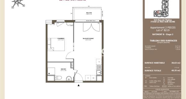 Location Appartement 2 pièces 36.63 m² - Le Mée-sur-seine 77350
