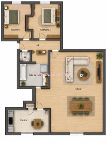 Appartement à vendre 3 pièces de 66 m²