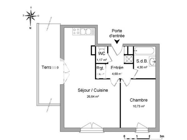 Location Appartement 2 pièces 48.43 m² - 187 ROUTE DE DIEPPE Notre Dame De Bondeville 76960