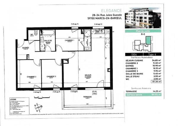 Appartement Marcq En Baroeul 4 pièce(s) 93 m2