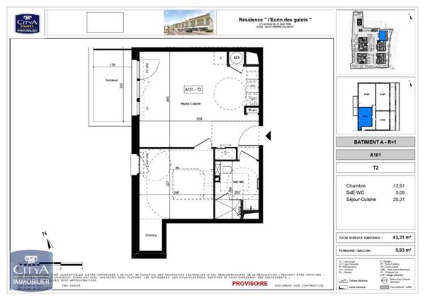 Appartement à vendre 2 pièces 43.31m²