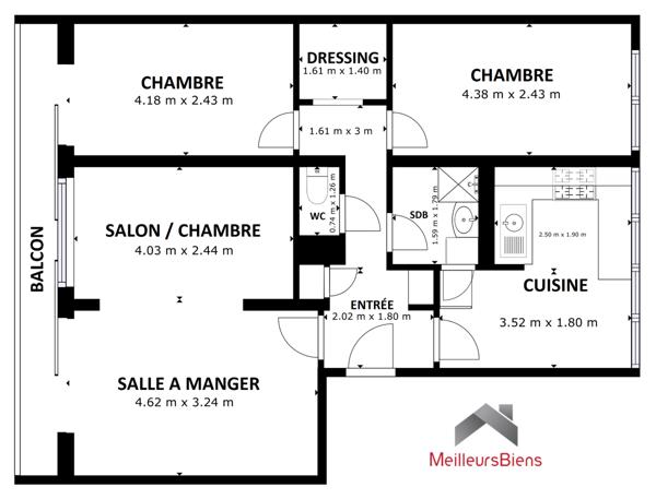4 pièces 68 m²