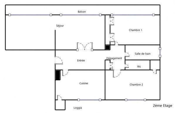 T3 traversant Est/Ouest 78,29 m² /balcon / Garage