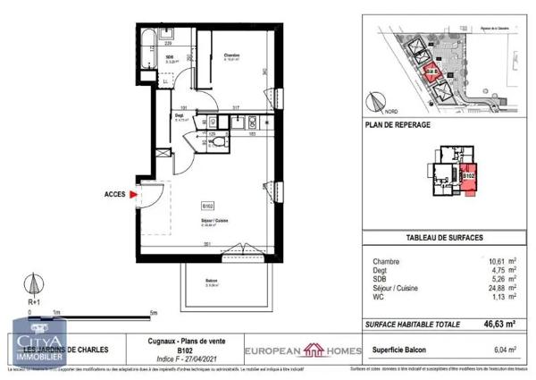Appartement à louer 2 pièces 46.63m² Cugnaux (31270)