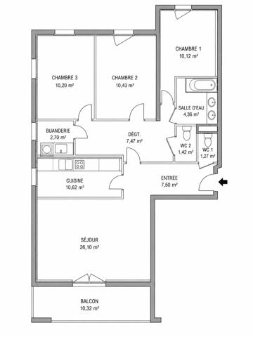Appartement à vendre 4 pièces 92,19 m² Moulins-lès-Metz