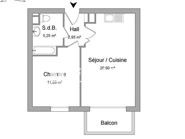 Location Appartement 2 pièces 40.3 m² - BAT D Meyzieu 69330