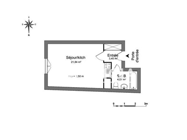 Location Studio 29.36 m² - 2 ALLEE ASTRIDA Antony 92160