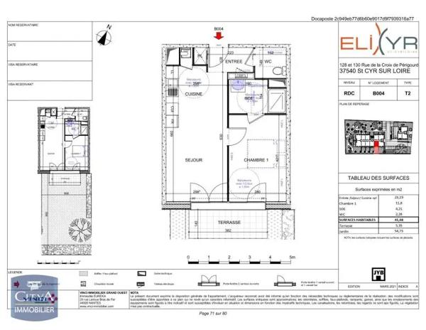 Appartement à louer 2 pièces 41.48m² Saint-Cyr-sur-Loire (37540)