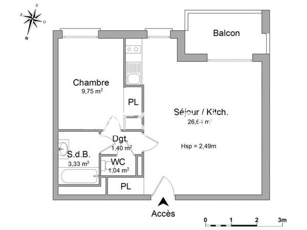 Location Appartement 2 pièces 41.5 m² - 9 IMPASSE MADELEINE DE SCUDERY Toulouse 31200