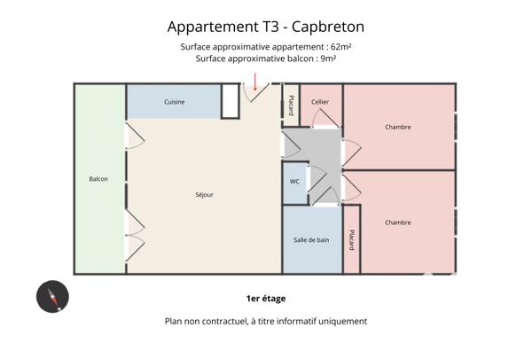 Appartement à vendre 3 pièces 62,31 m² Capbreton