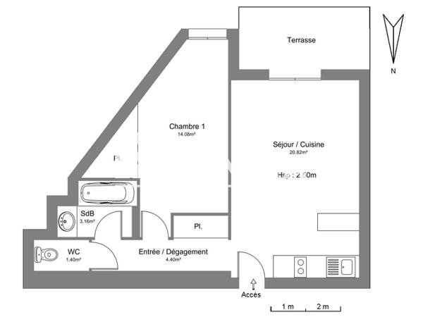 Location Appartement 2 pièces 43.86 m² - 19 AVENUE HOCHE Tarbes 65000