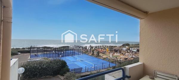 Vue mer, balcon, mezzanine 2 couchages, quartier calme, fort potentiel locatif.