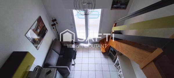 Vue mer, balcon, mezzanine 2 couchages, quartier calme, fort potentiel locatif.