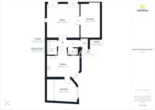 Vente Appartement 3 pièces de 74m² - 44000 Nantes