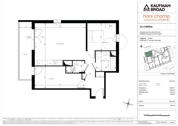 A VENDRE Appartement Entraigues-sur-la-sorgue  NEUF 3 pièce(s) 69.06 m2