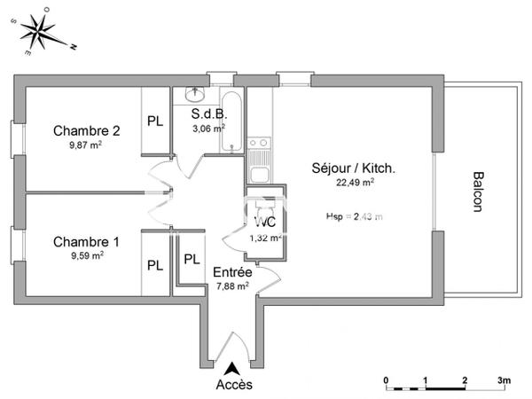 Location Appartement 3 pièces 54.21 m² - 1 IMPASSE DES JARDINS Onet Le Chateau 12850