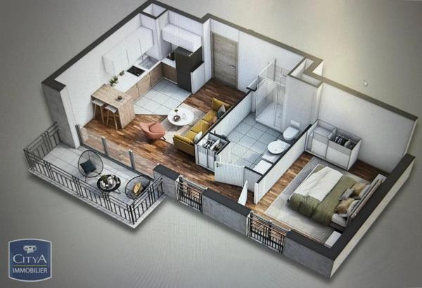 Appartement à louer 2 pièces 38.12m²