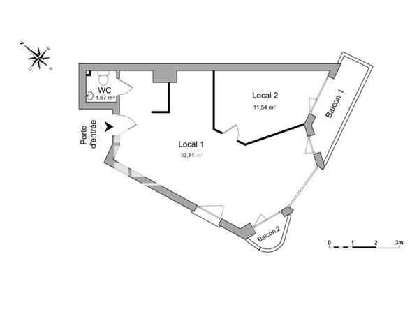 Location Local commercial 2 pièces 47.1 m² - 12 PLACE DES ARTS Thonon Les Bains 74200