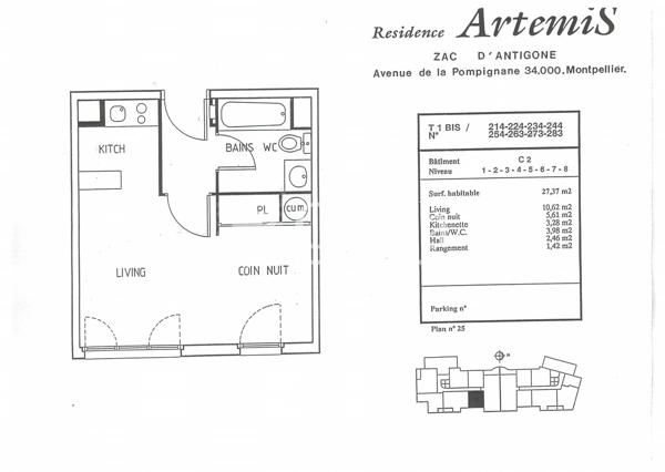 Appartement · Location Montpellier (34000) 1 pièce · 27m²