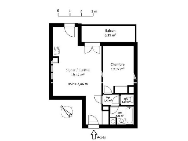 Location Appartement 2 pièces 35.29 m² - 28, Boulevard John Kennedy Bât F Clermont Ferrand 63100