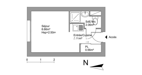 Location Studio meublé 15.38 m² - Chaville 92370