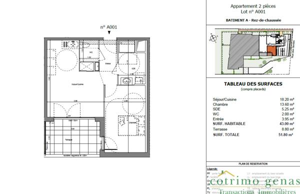 Appartement Simandres 2 pièces de 43m²