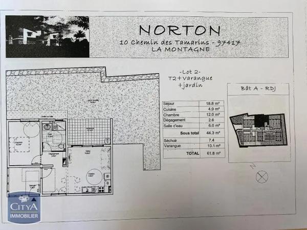 Appartement à louer 2 pièces 44.3m² Saint-Denis (97417)