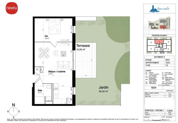 Appartement F2 à vendre  2 pièces - 44,49 m2 PERROS GUIREC - 22