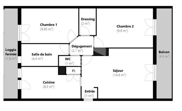 A vendre en exclusivité T3 53 m2 LUMINEUX BALCON TERRASSE TRAVERSANT LUMINEUX CALME  CAVE  FAIBLES CHARGES