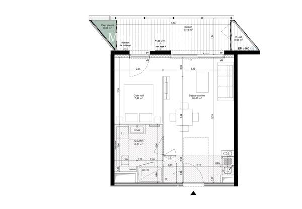 Nice Méridia- studio avec terrasse dans un programme neuf