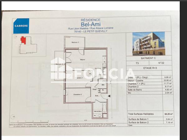 Location Appartement 3 pièces 60.29 m² - 11 RUE ALSACE LORRAINE Le Petit-quevilly 76140