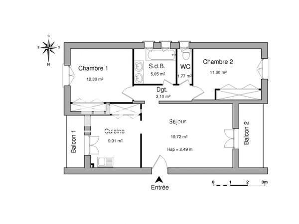 Location Appartement 3 pièces 63.45 m² - 120 ROUTE DE LA CADIERE Saint Cyr Sur Mer 83270