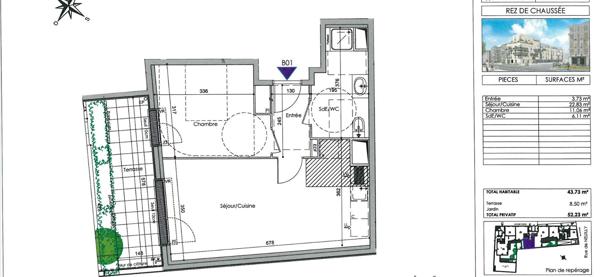 appartement en RDJ  meublé