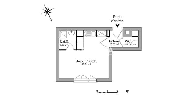 Location Studio 25.74 m² - Vincennes 94300
