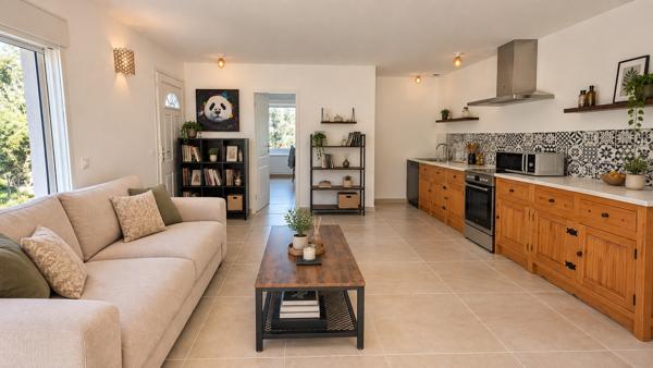 Maison T4 plain-pied avec piscine, T2 et double garage – calme absolu