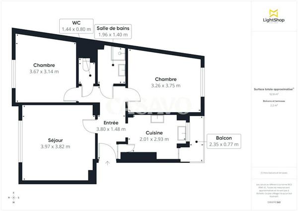 Vente Appartement 3 pièces de 54m² - 75020 Paris