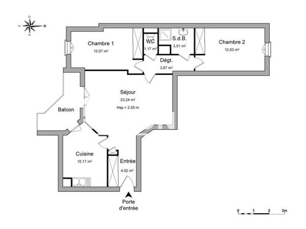 Location Appartement 3 pièces 70.5 m² - 34 RUE PAUL LAFARGUE Villeurbanne 69100
