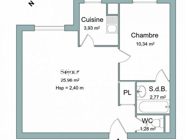 Location Appartement 2 pièces 44.28 m² - 15 IMPASSE SAINT ARNAULT Agen 47000
